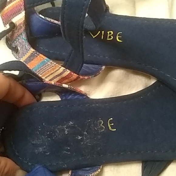 NWOT ShoeVibe Lace up Midnight Blue Sandals Size 7 - Picture 7 of 7